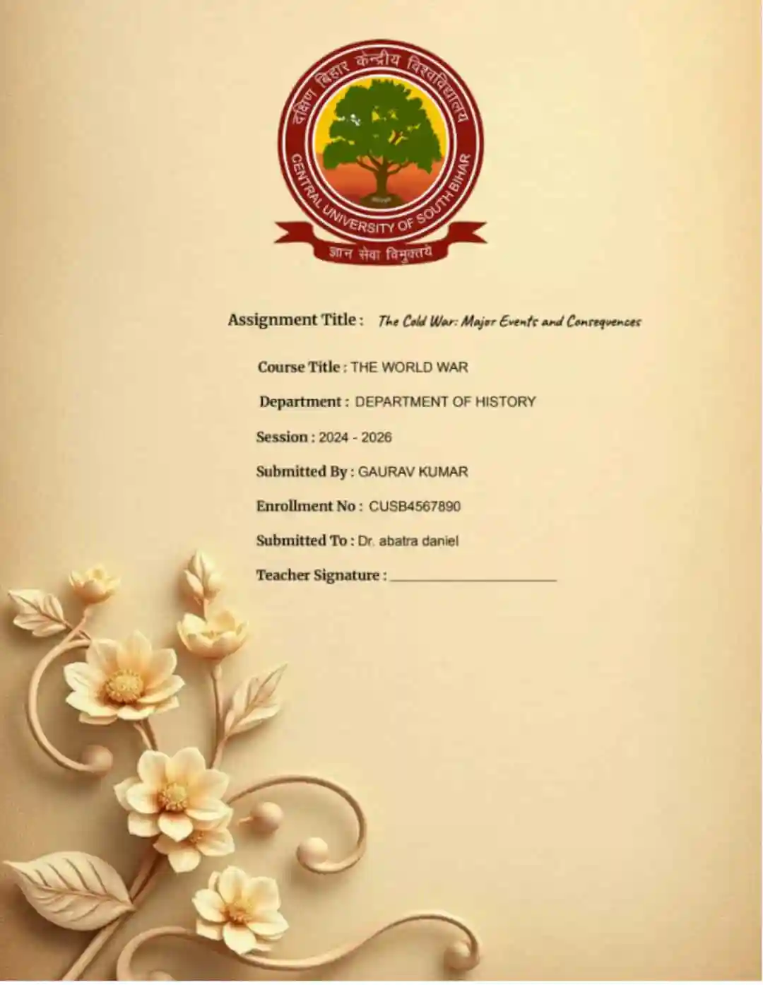 template which help student in creating the assignment